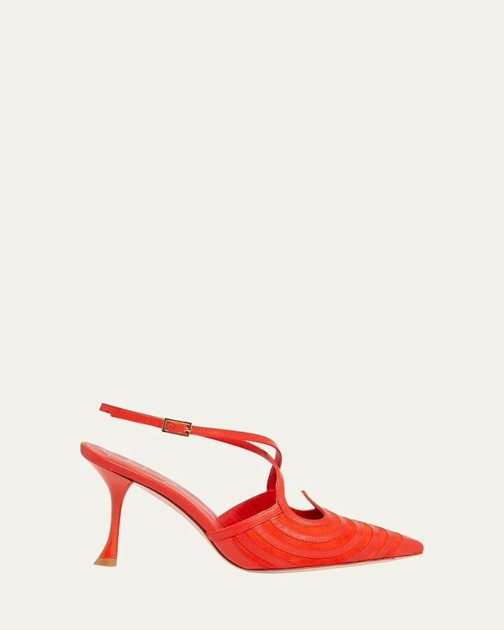 I Love Vivier Mixed Leather Slingback Pumps