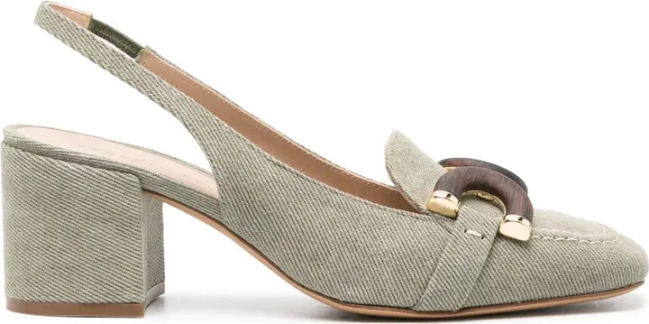 Ibiza denim slingback pumps