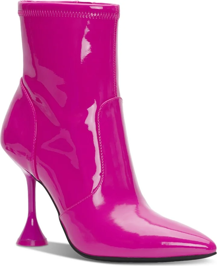 Ibrina Womens Faux Leather Pointed Toe Ankle Boots