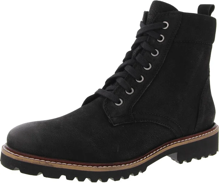 ICARA Womens Lugged Sole Leather Combat & Lace-Up Boots