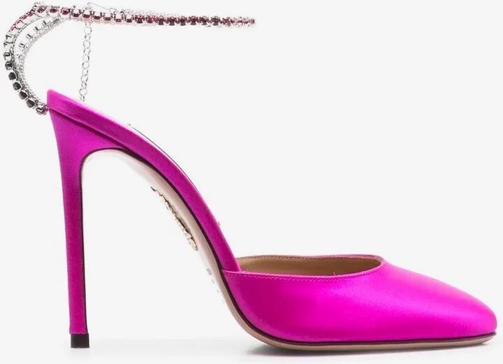 Ice 105 Satin Pumps with Crystal-Embellished Strap