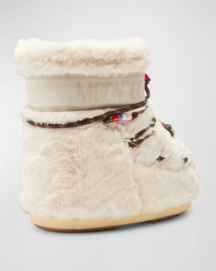 Icon Faux Fur Bead Ankle Snow Boots - Image 2