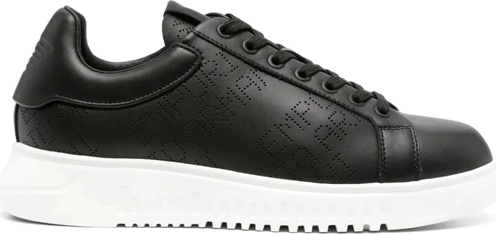 Icon logo-perforated leather sneakers
