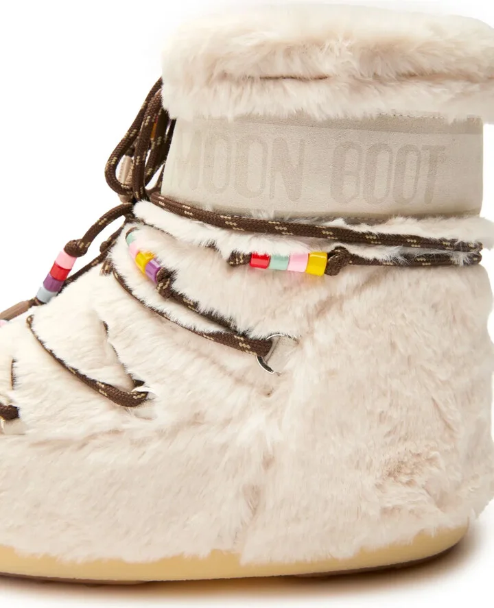 Icon Low faux-fur beaded boots - Image 2