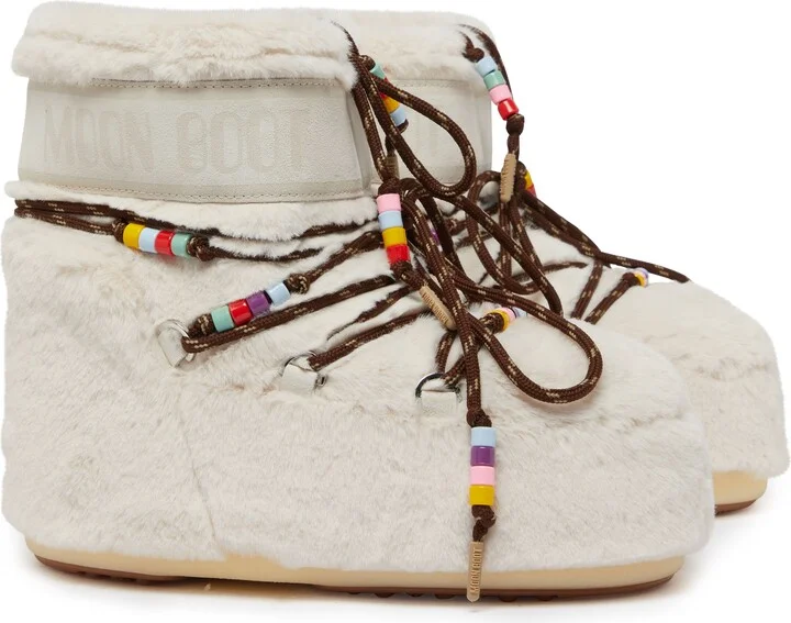 Icon Low faux fur beads ankle boots - Image 3