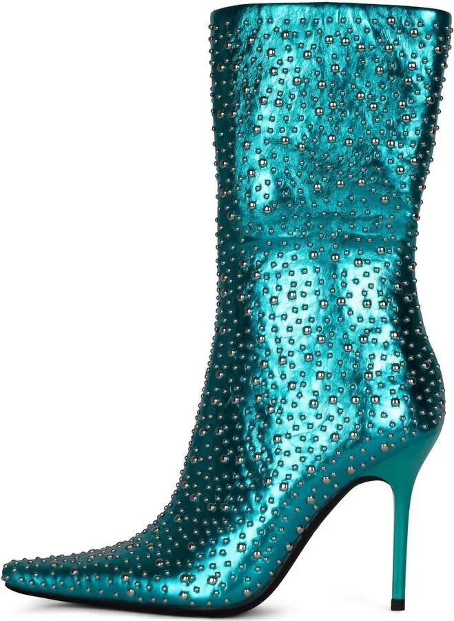 Iconic-E Stiletto Boot In Teal Silver Metallic
