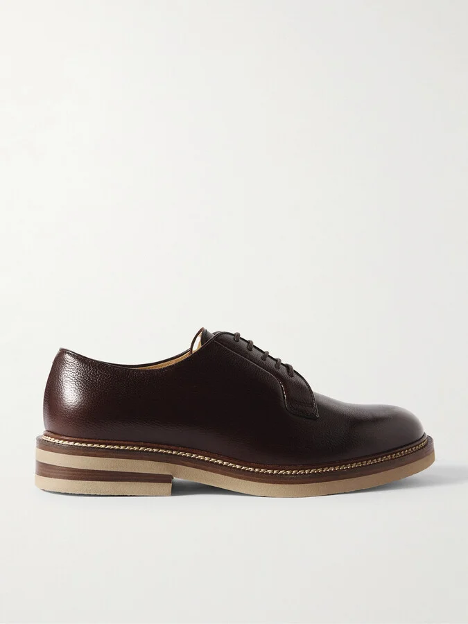 Iconic Full-Grain Glossed-Leather Derby Shoes