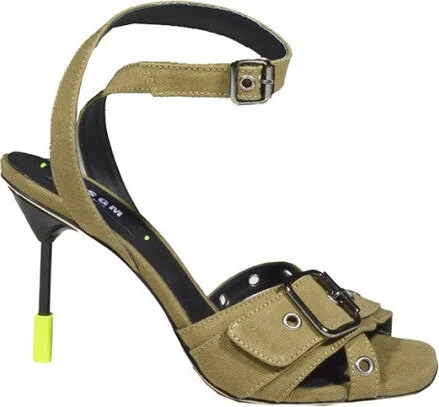 Iconic Heel Sandals Military Green With Buckle