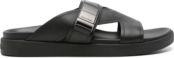 Iconic logo-buckle slides