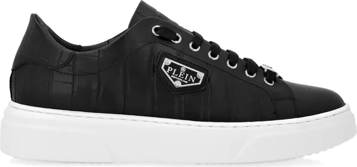 Iconic Plain-plaque croc-effect sneakers