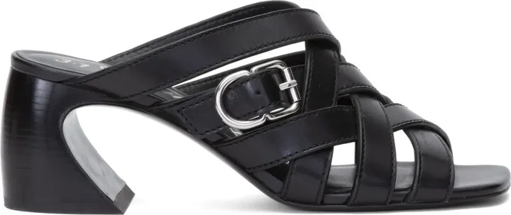 ID 65mm open-weave leather mules