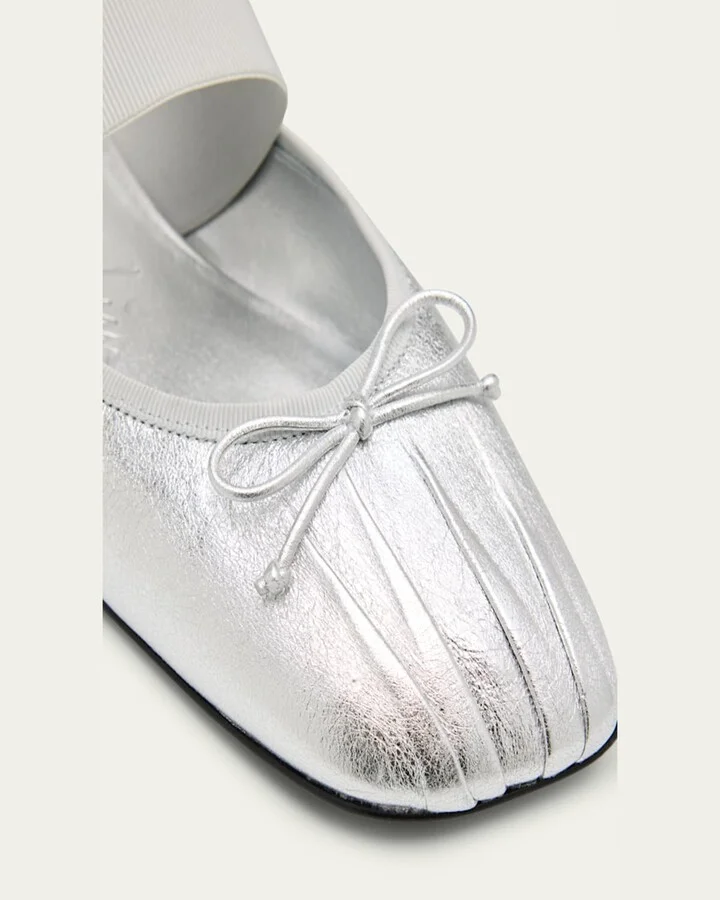 ID Metallic Leather Ballerina Mules - Image 4