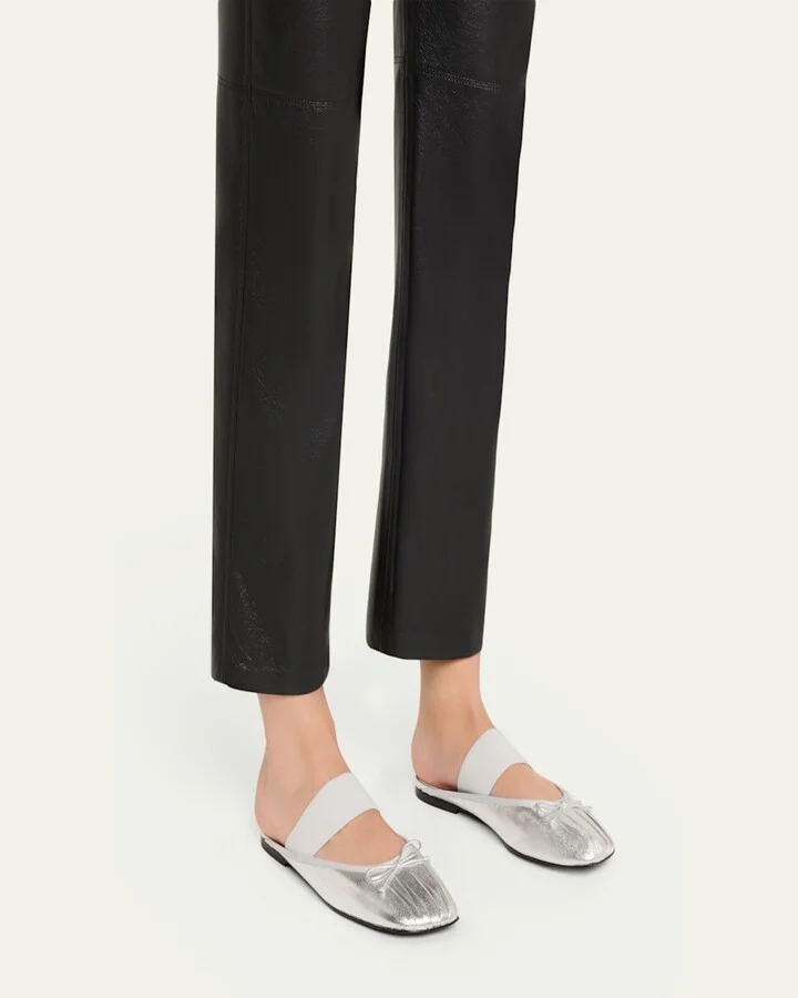 ID Metallic Leather Ballerina Mules - Image 8