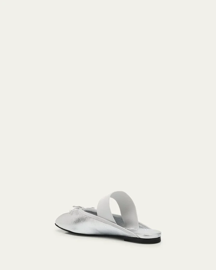 ID Metallic Leather Ballerina Mules - Image 9