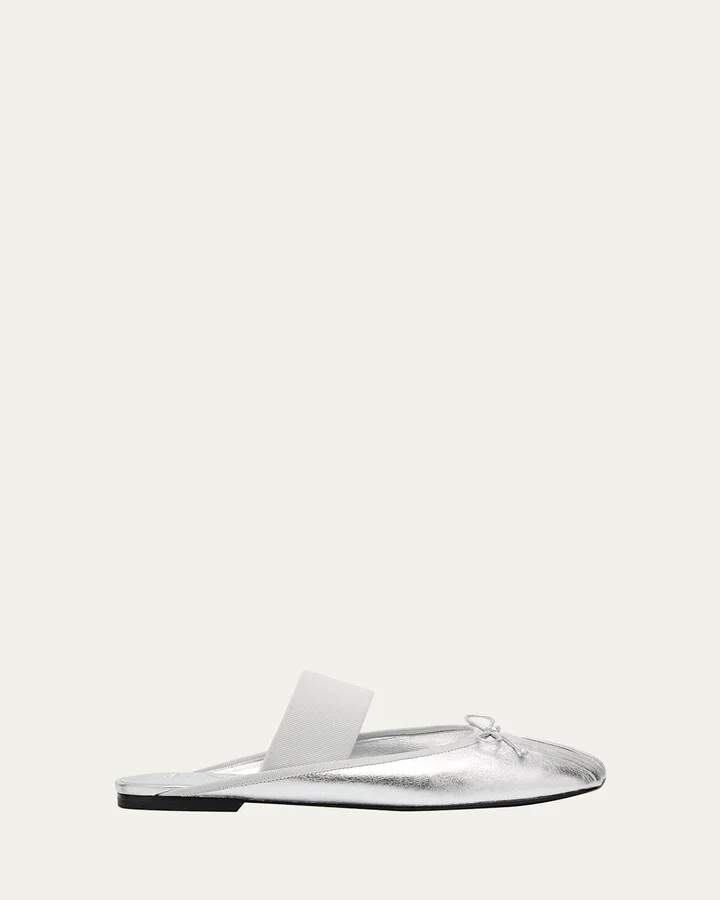 ID Metallic Leather Ballerina Mules
