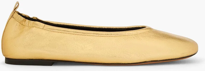 ID metallic leather ballet flats