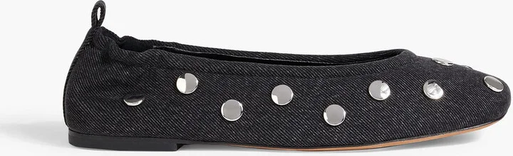 ID studded denim ballet flats