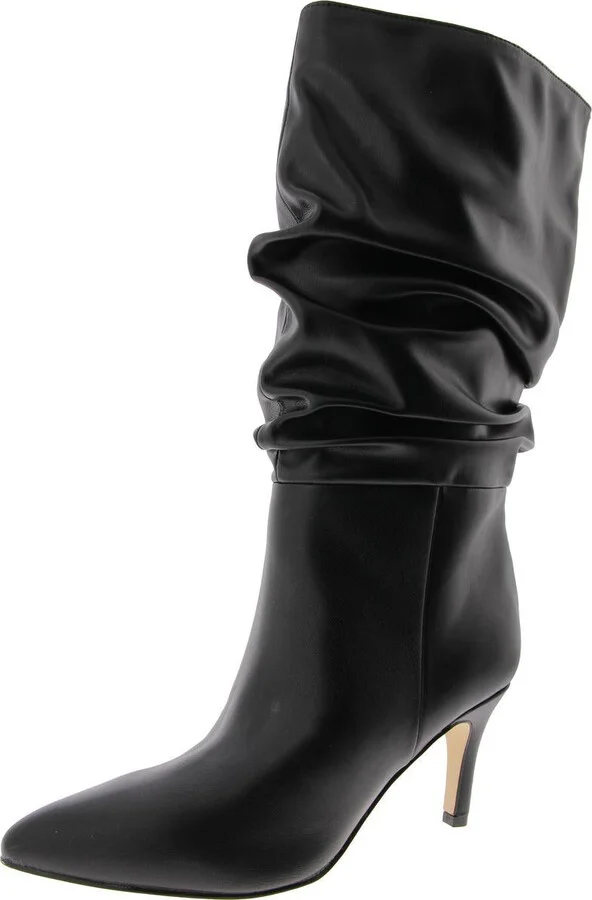 IDaley 2 Womens Faux Leather Solid Mid-Calf Boots
