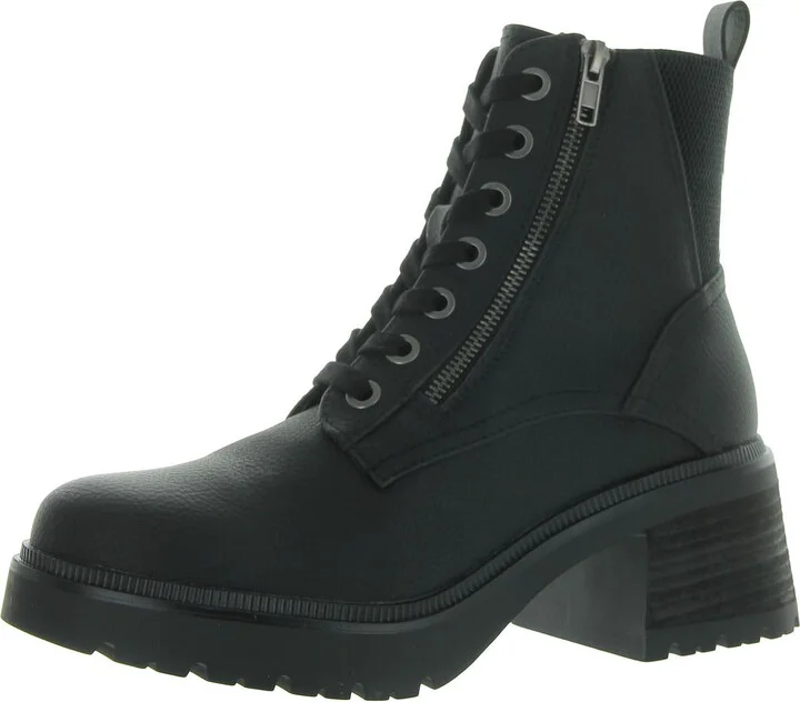 Idalia Womens Faux Leather Ankle Combat & Lace-Up Boots