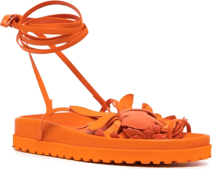 Idania floral-appliqué leather sandals - Image 2
