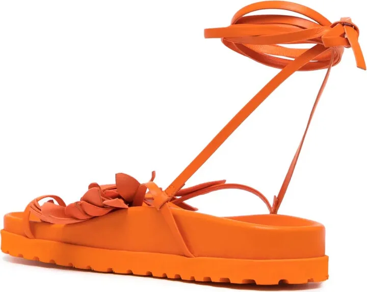 Idania floral-appliqué leather sandals - Image 3