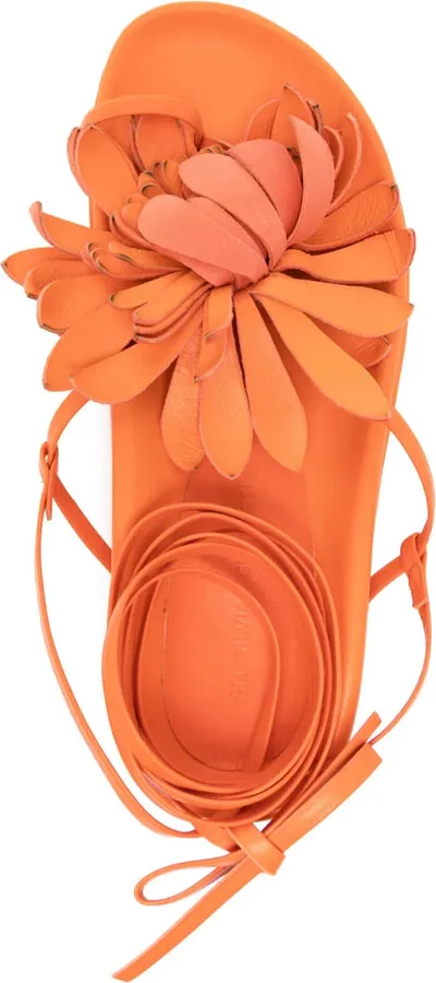 Idania floral-appliqué leather sandals - Image 4
