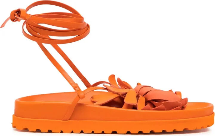 Idania floral-appliqué leather sandals