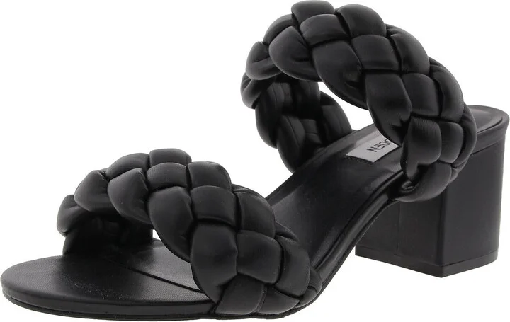 Ideals Womens Braided Faux Leather Block Heel