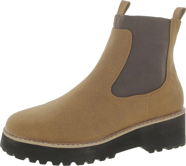 IDELA Womens Faux Leather Wedge Heel Ankle Boots