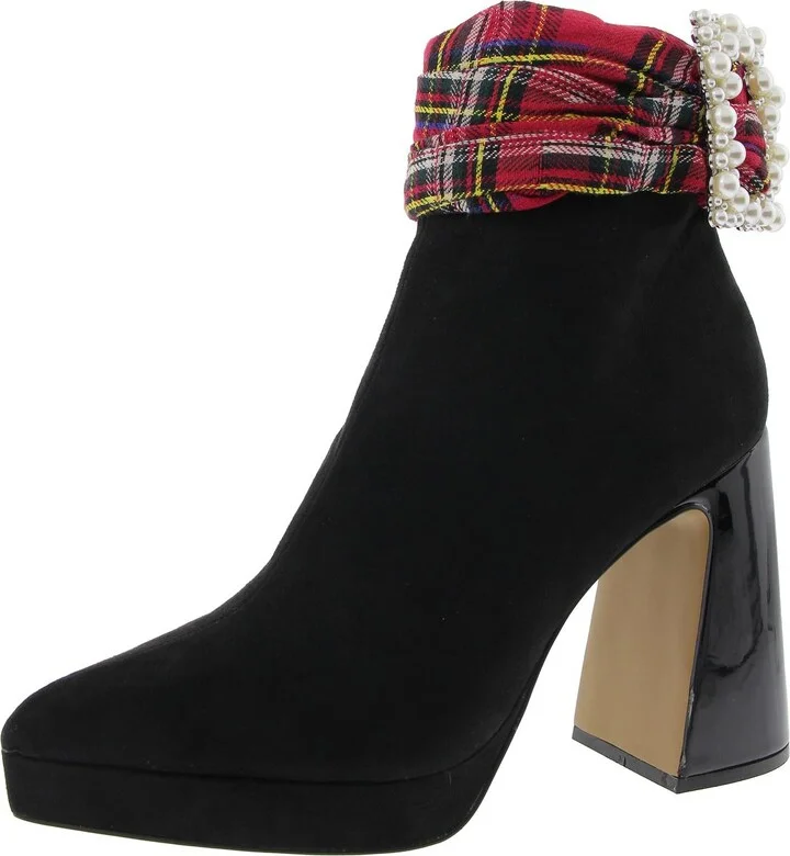 IDRIS Womens Block heel Pointed toe Ankle Boots