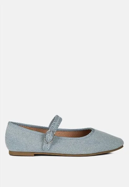 Iker Classic Denim Pin Buckle Womens Ballerinas - Image 2