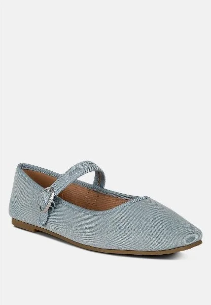 Iker Classic Denim Pin Buckle Womens Ballerinas
