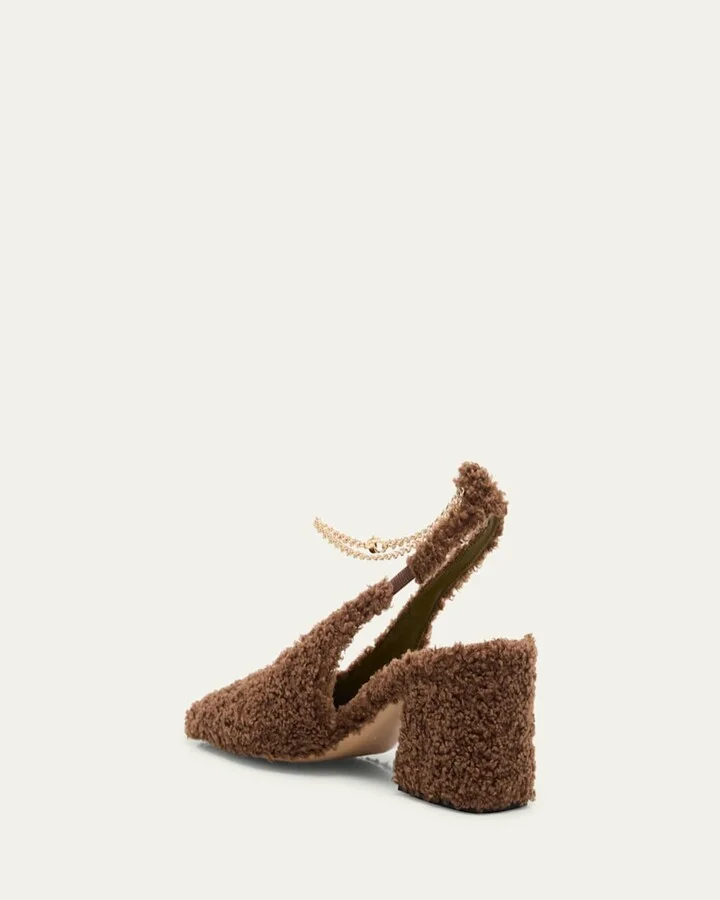 Ilaria Faux Fur Chain Slingback Pumps - Image 5