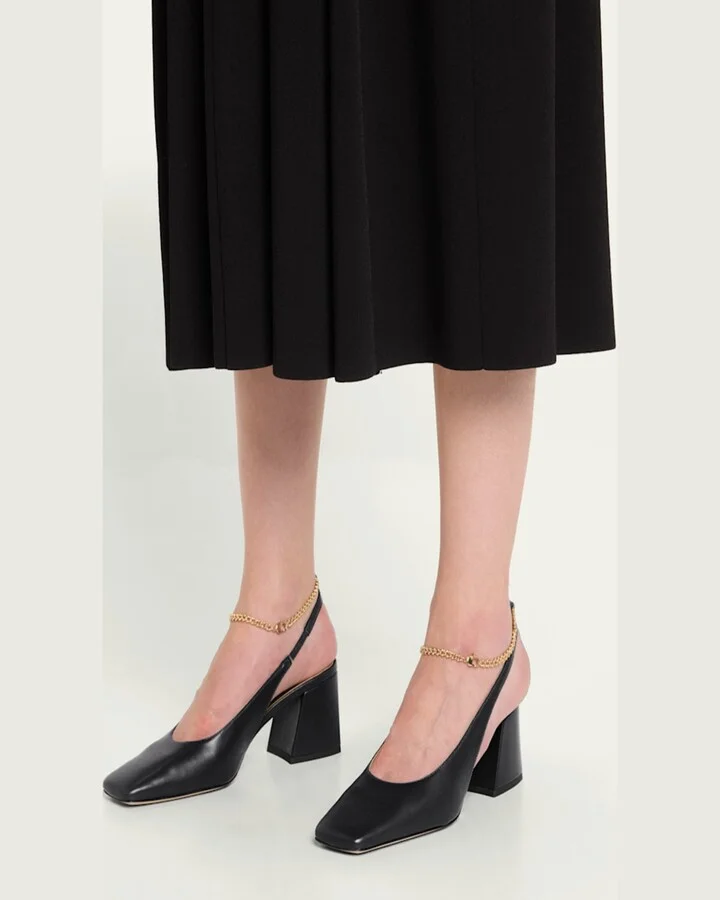 Ilaria Leather Chain Slingback Pumps - Image 2