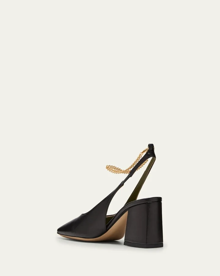 Ilaria Leather Chain Slingback Pumps - Image 4