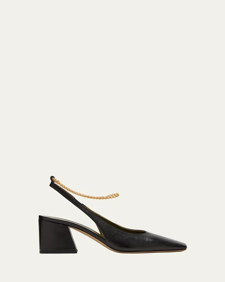 Ilaria Leather Chain Slingback Pumps