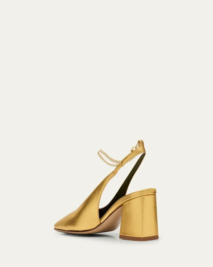 Ilaria Metallic Chain Slingback Pumps - Image 2