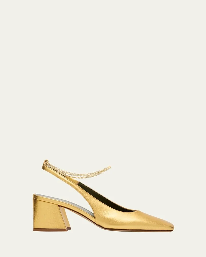 Ilaria Metallic Chain Slingback Pumps