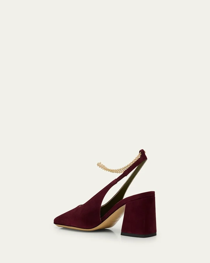 Ilaria Suede Slingback Anklet Pumps - Image 5