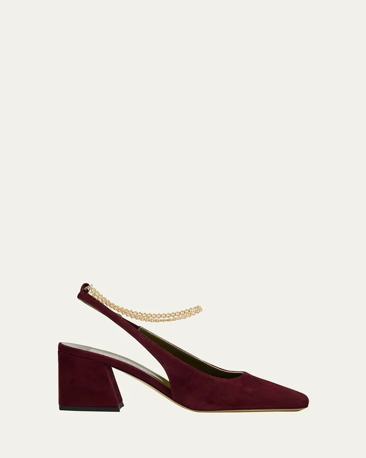 Ilaria Suede Slingback Anklet Pumps