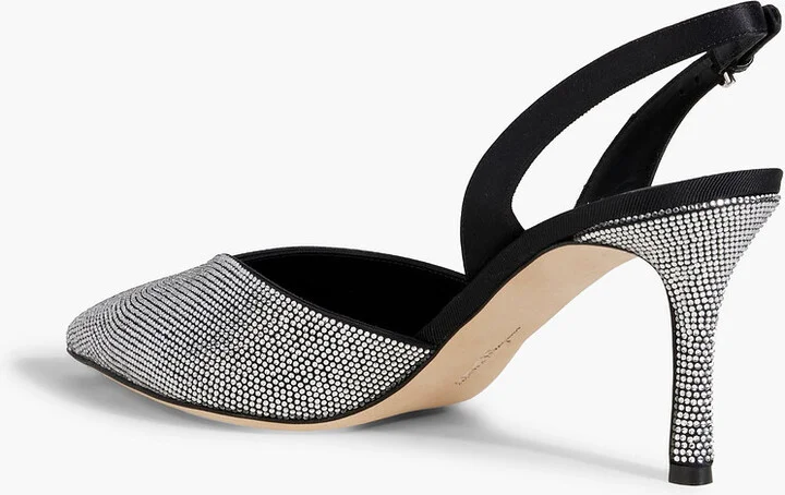 Ileen 70 crystal-embellished satin slingback pumps - Image 3
