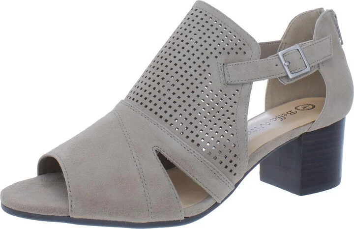 Illiana Womens Faux Suede Open Toe Block Heels