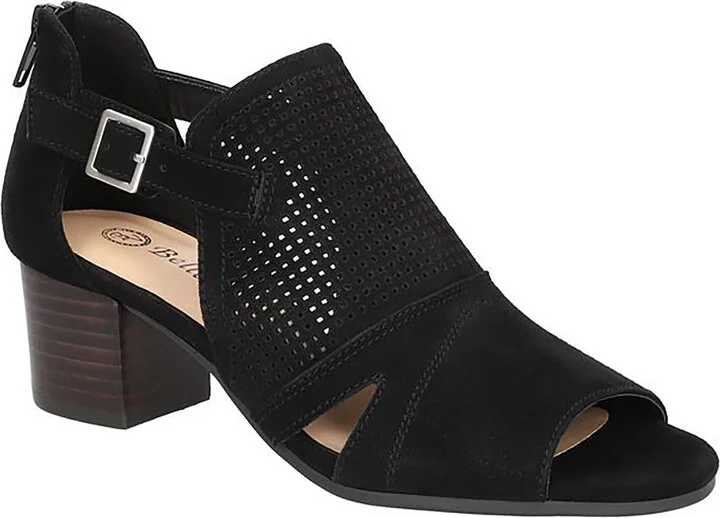 Illiana Womens Leather Perforated Block Heel