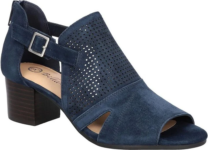 Illiana Womens Leather Perforated Block Heel