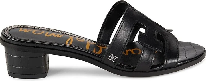 Illie 30MM Block-Heel Croc-Embossed Sandals