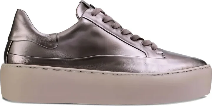 Illusion metallic-leather platform sneakers