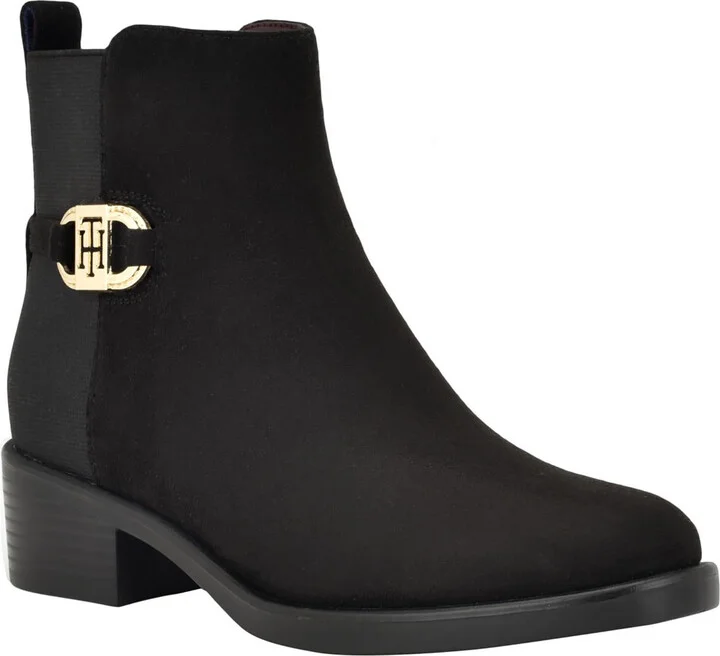 Imiera Womens Faux Suede Mixed Media Ankle Boots