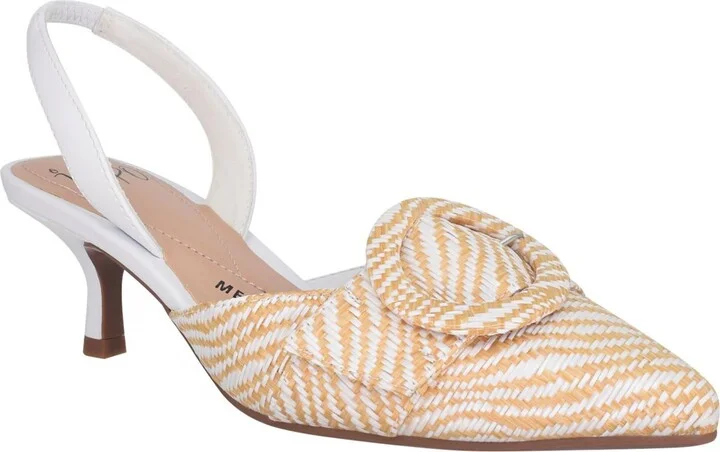 Impo Women's Elodie Slingback Buckle Kitten Heel Pumps - White, Natural