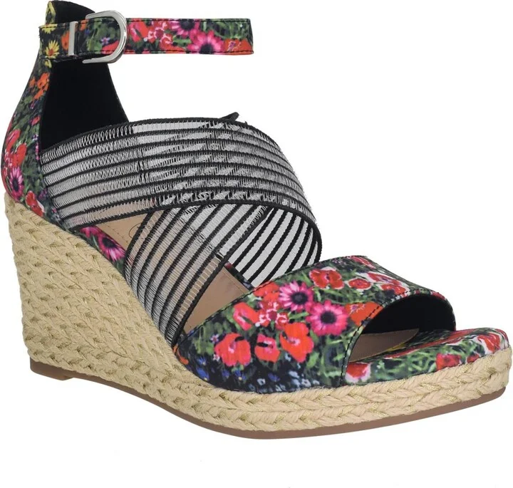 Impo Women's Tizane Platform Wedge Sandals - Black, Bright Multi