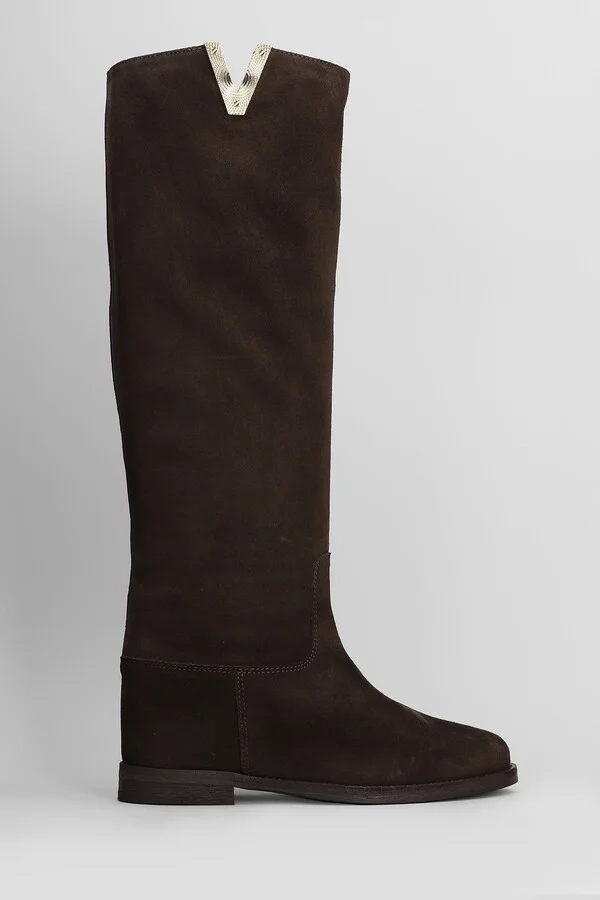 In Dark Brown Suede